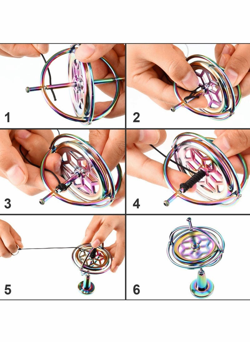 Gyroscope, Metal Anti-Gravity Gyroscope Toy Colorful Spinning Top Desktop Ornament for Children Adult