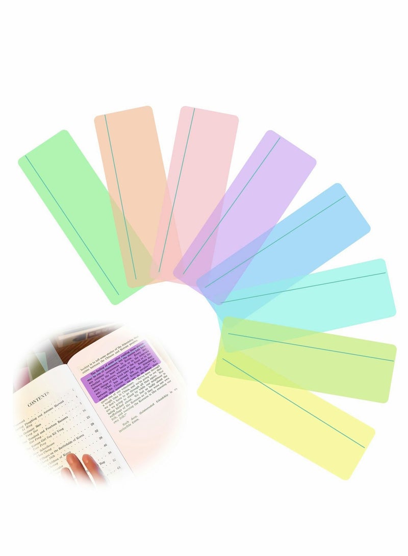 Guided Reading Strips, 8 Pcs Dyslexia Overlay Ruler, Coloured Overlays Ruler Highlight Strips Tracking Rulers for Dyslexia, ADHD and to Reduce Visual Stress