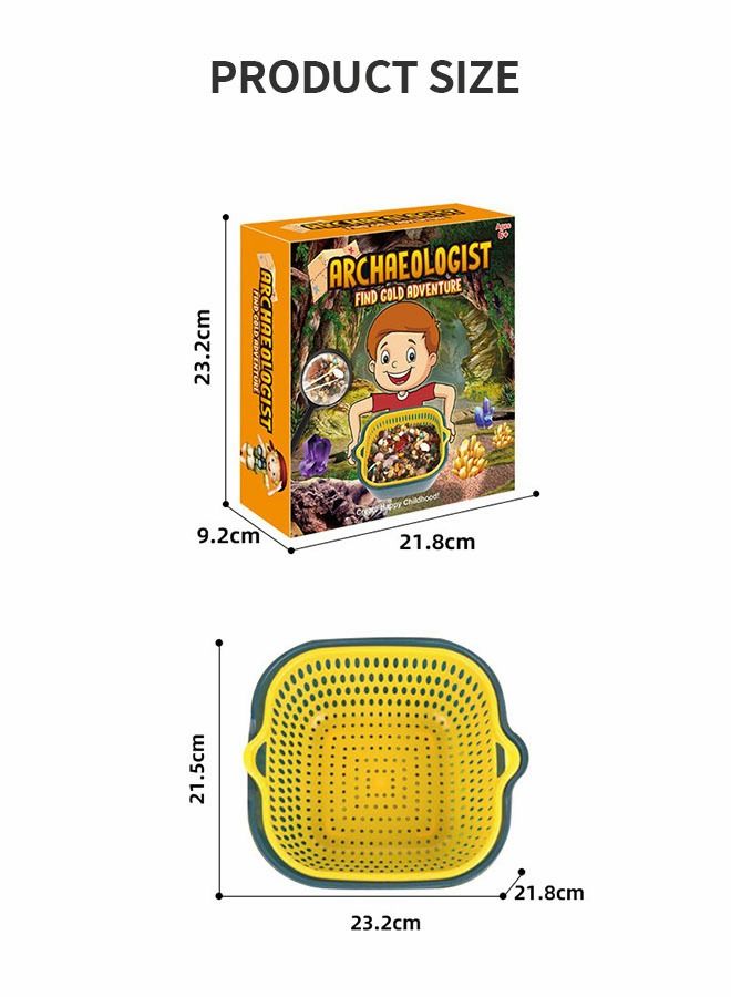 Treasure Hunt Gold Panning Toys for Kids, Gem Digging Kit Mineral and Crystal Collecting Kit, Geoscience STEM Toys Archaeological Digging Game