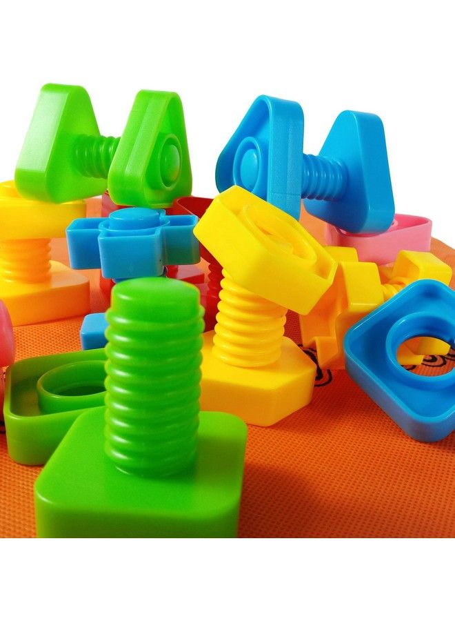 Jumbo Nuts And Bolts Toddler Toys 40 Busy Bolts With Storage Tote & Book Toddler & Baby Occupational Therapy Toys Develop Fine Motor Skills Through Play