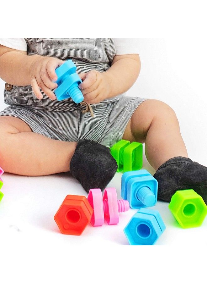 Jumbo Nuts And Bolts Toddler Toys 40 Busy Bolts With Storage Tote & Book Toddler & Baby Occupational Therapy Toys Develop Fine Motor Skills Through Play