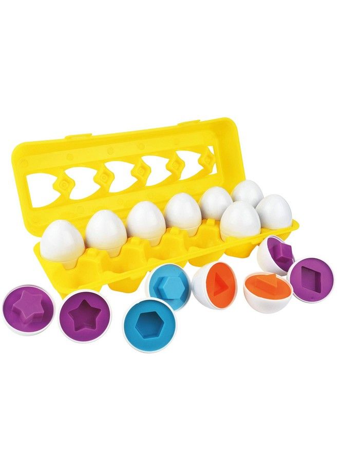 Shapes With Matching Eggs 12 Piece Set Egg Toy Learning Colors Preschool Puzzle Games Color And Shape Recognition Sorting And Matching Games With Ebook And Egg Carton 12 Shapes 6 Colors