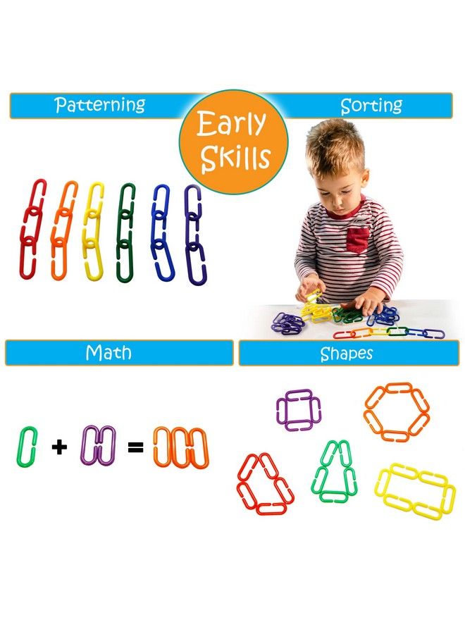 120 Piece Rainbow Links Math Manipulatives And Learning Toys Math Counters For Kids Games Fine Motor Skills Preschool And Kindergarten Counting Toys Includes Tote And Ebook Ages 3+