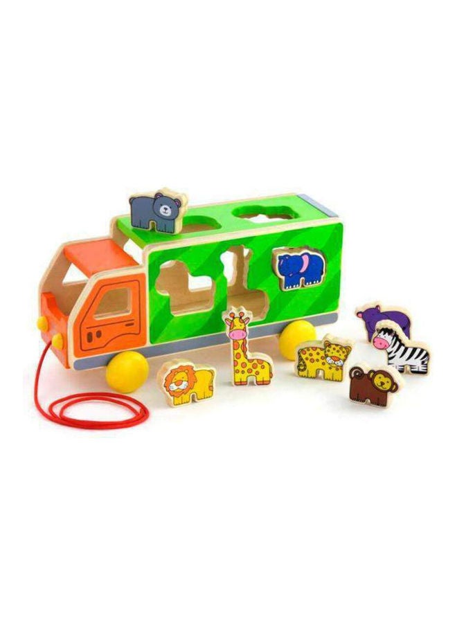 Wooden Pull Along Shape Sorting Animal Truck