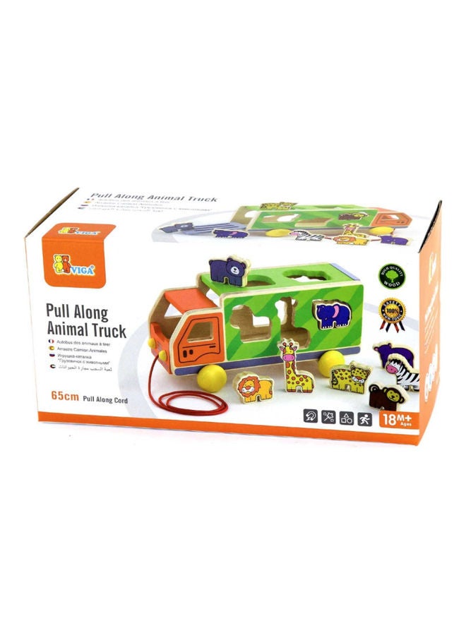 Wooden Pull Along Shape Sorting Animal Truck