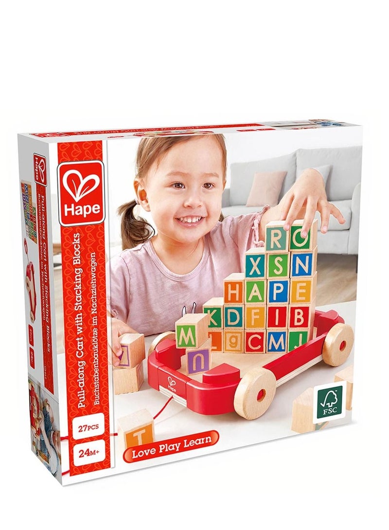 Hape Pull-along Cart with Stacking Blocks