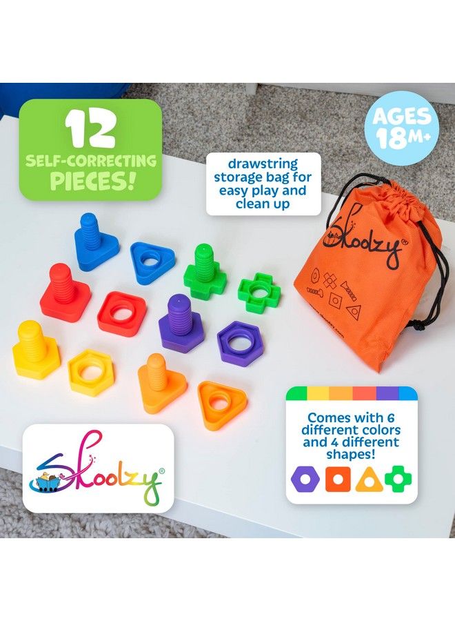 Nuts And Bolts 12 Piece Set Sensory Occupational Therapy Stem Toddler Toys For Kids Develops Fine Motor Skills Boys And Girls Ages 2+ Includes Ebook Travel 12 Piece