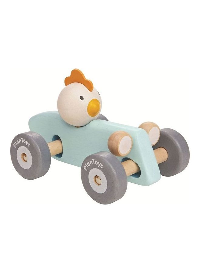 Wooden Chicken Racing Car 12x18x10cm