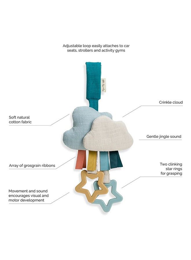 Bitzy Bespoke Jingle Travel Toy For Stroller Car Seat Or Activity Gym; Features Jingle Sound Hexagon Rings And Adjustable Attachment Loop Cloud