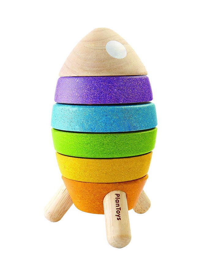 Wooden Stacking Rocket 10.4x10.2x17.7cm