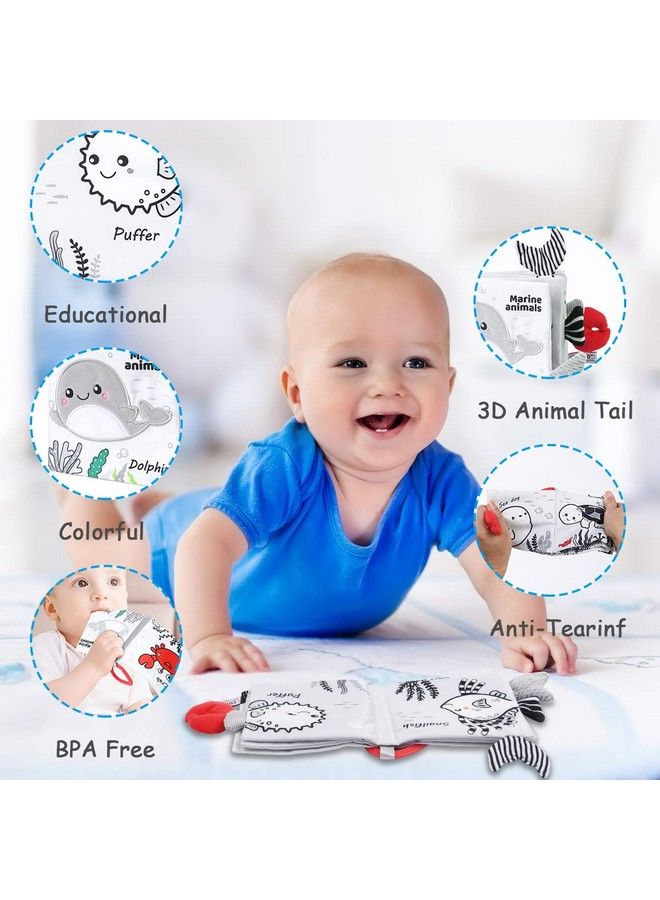 Soft Cloth Baby Books Baby Books 06 Months 3D Black And White High Contrast Soft Cloth Book Washable Nontoxic Early Baby Book