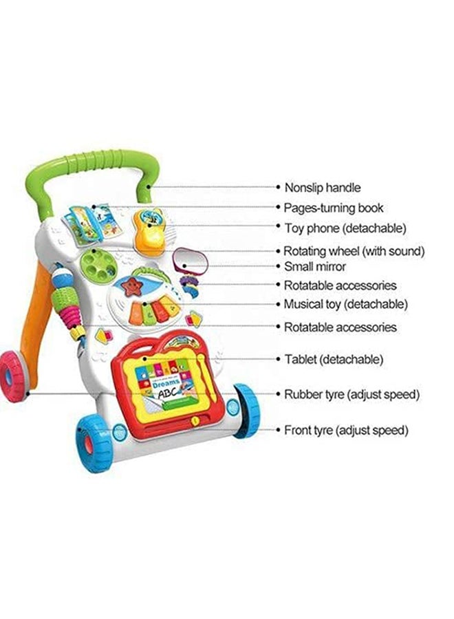 Multi-Functional Music Walker Speed Control And Adjustable Wheels Suitable Age 6-12 Months 45x42x34cm