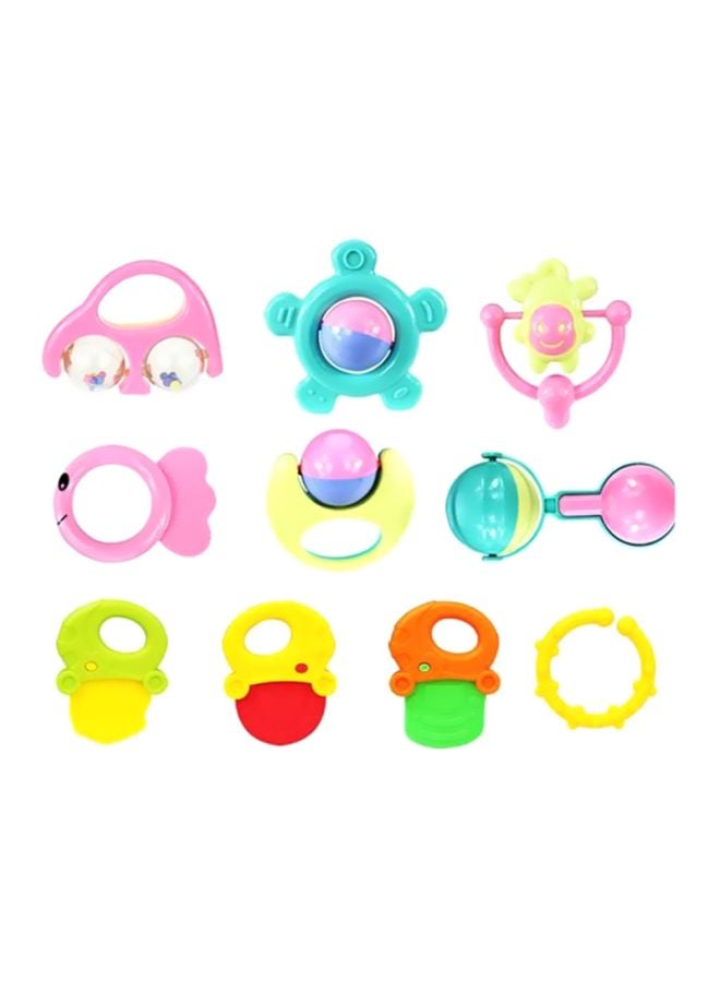 10 Piece Baby Teether Handle And Rattle Play Toy Gift Set