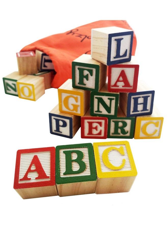 Abc Wooden Blocks For Toddlers 30 Wood Alphabet Blocks Montessori Stacking Letter Preschool Learning Toys Develop Language Skills Boys And Girls Ages 2+ Includes Ebook & Storage Bag