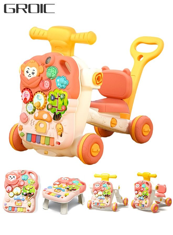 5 in 1 Multifunctional Baby Sit To Stand Trolley Yoyo Walker Activity Center Entertainment Table And Board Game