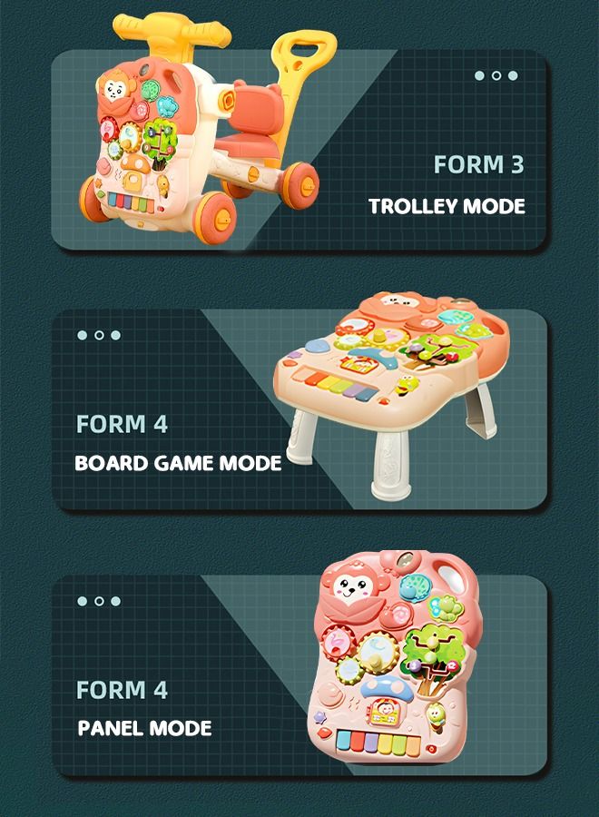 5 in 1 Multifunctional Baby Sit To Stand Trolley Yoyo Walker Activity Center Entertainment Table And Board Game