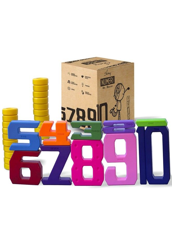 Number Blocks & Coins Counting Stacking 20 Piece Set Toddler Toys Preschool Learning Activities Stem Montessori Toys For Toddlers Homeschool Kids Learning Toys Ages 18 Months+ Includes Ebook