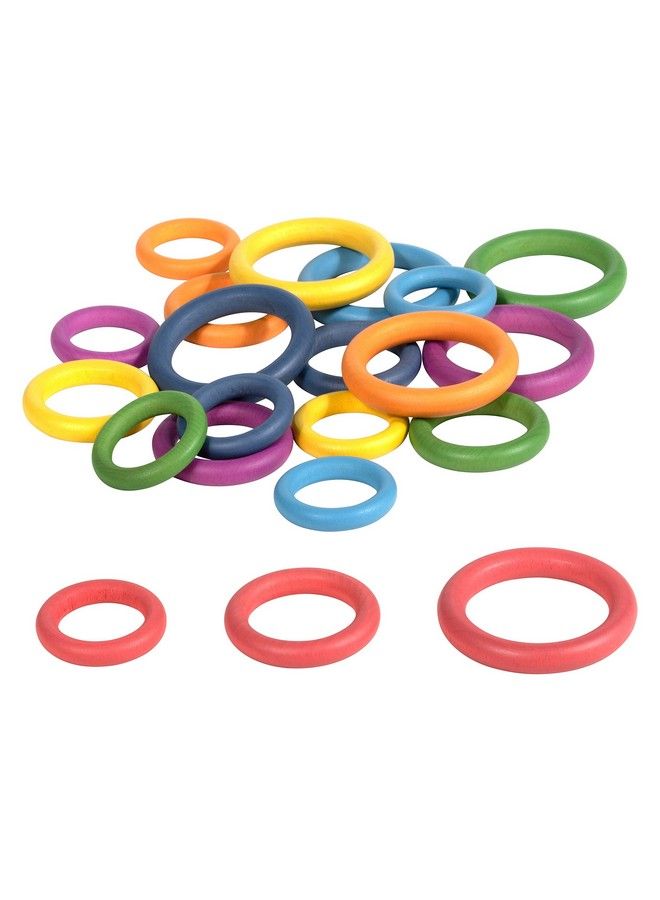 73977 Rainbow Wooden Rings Set Of 21 3 Sizes Counting And Sorting Rings Loose Parts Wooden Toy For Babies And Toddlers 10M+ Inspire Curiosity And Openended Play