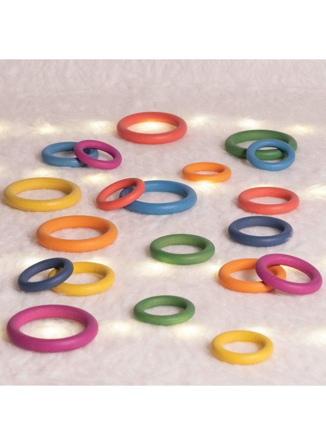 73977 Rainbow Wooden Rings Set Of 21 3 Sizes Counting And Sorting Rings Loose Parts Wooden Toy For Babies And Toddlers 10M+ Inspire Curiosity And Openended Play