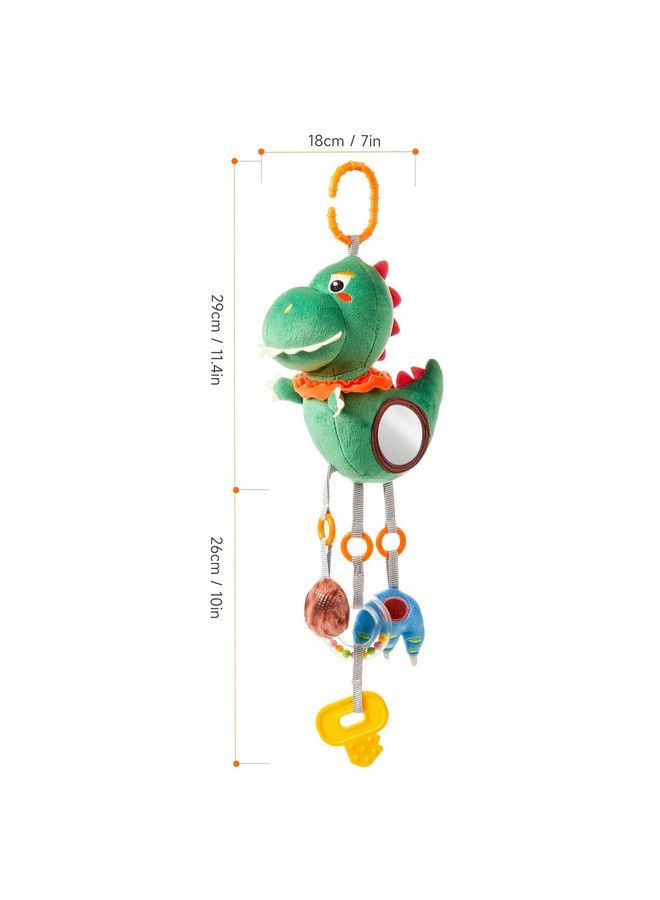 Baby Toys For 3 6 9 12 Months 18 Inch Dinosaur Hanging Rattle Toys Crinkle Squeaky Sensory Toys With Mirror Bell Car Seat Stroller Mobile Toys For Boys Girls Newborn Infant Toddler