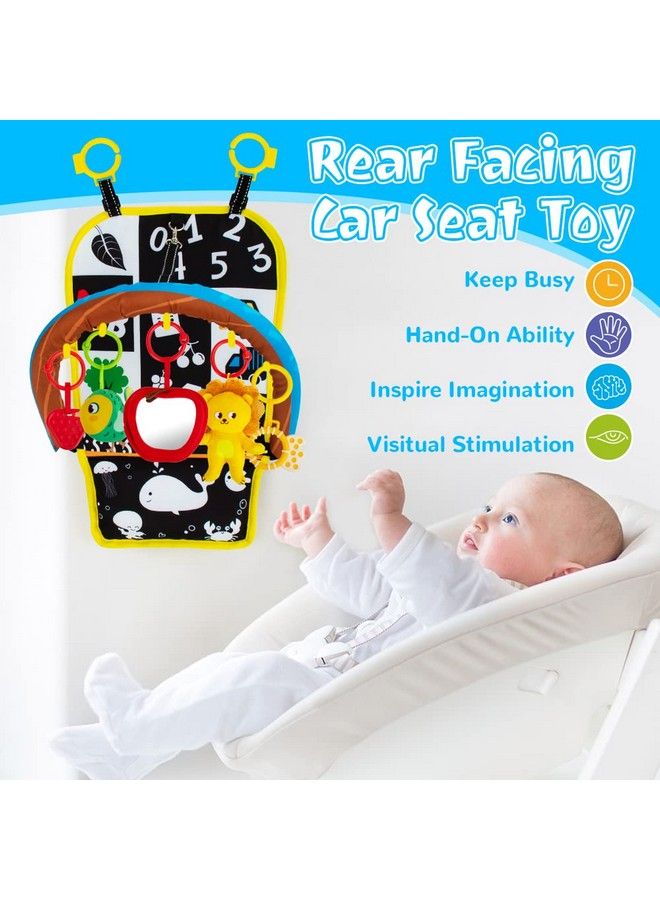 Carseat Toys For Infants 06 Months Adjustable Car Seat Toys For Babies 06 Months Kick And Play Rear Facing Car Seat Toys Double Sided With Mirror Rattle Teether Sensory Hanging Toys