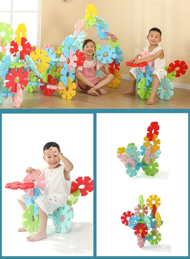 50PCS Kids Snowflake Multicolor Building Blocks Educational Learning Toy