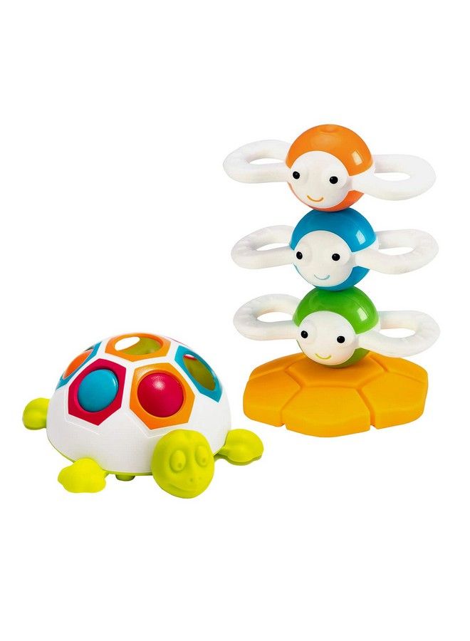 Fat Brain Baby Sensory Toys Dizzy Bees Magnetic Stacking Toy Pop & Slide Shelly Turtle Toy Bundle With Storage Bag Toddler Learning Fine Motor Toys Bpa Free