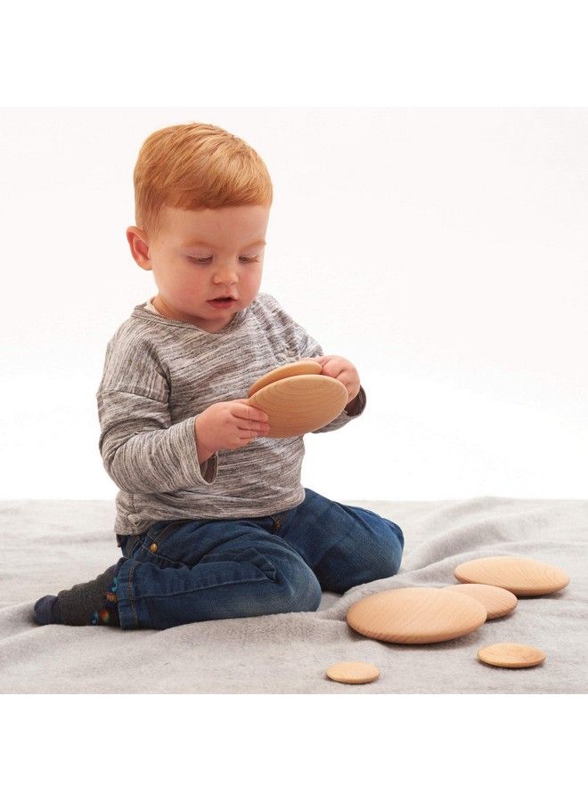 Natural Buttons Set Of 7 Wooden Stacking Stones For Babies And Toddlers Aged 0+ Natural Toy For Early Development And Openended Play