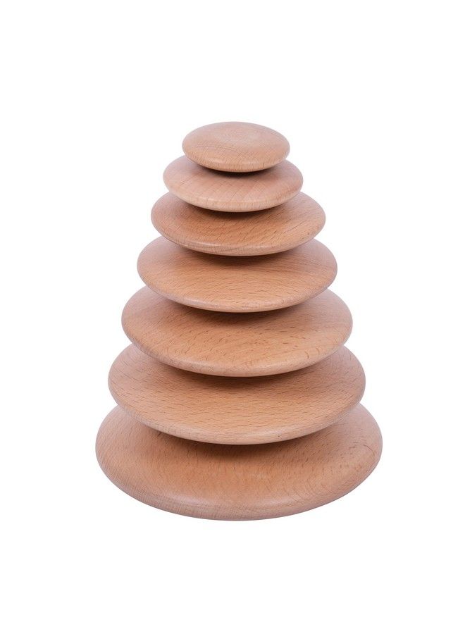 Natural Buttons Set Of 7 Wooden Stacking Stones For Babies And Toddlers Aged 0+ Natural Toy For Early Development And Openended Play