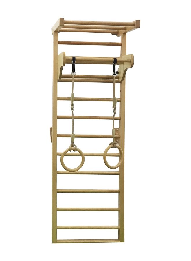 Kid Wooden Pull-Up Ladder Climbing Frame Multifunctional Rib Climber Wall Holds Horizontal Bar