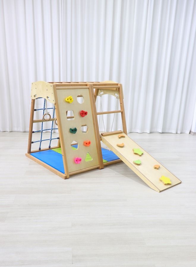 Kids Indoor Climbing Play Equipment Montessori Baby Climber Rock Dome Frame With Swing For Toddler