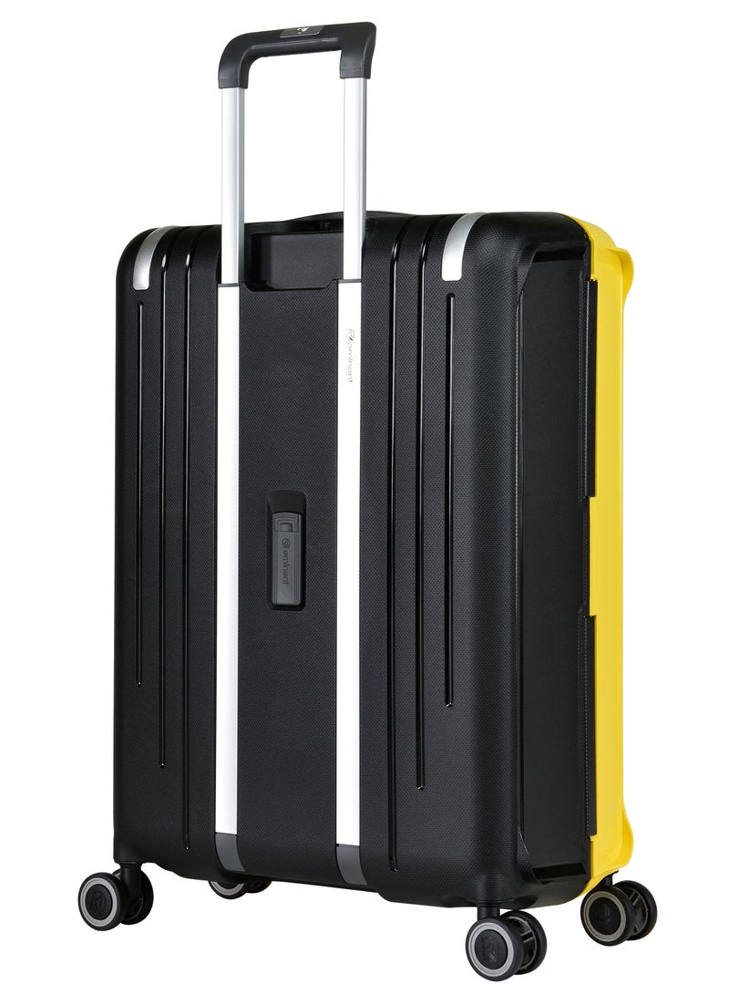 Vertica Hard Case Trolley Luggage Set of 2 Polypropylene Lightweight 4 Quiet Double Spinner Wheels With TSA Lock B0006M Yellow Black