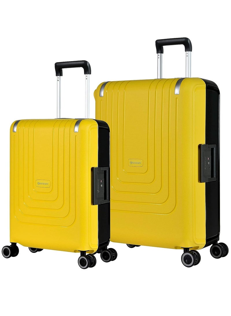 Vertica Hard Case Trolley Luggage Set of 2 Polypropylene Lightweight 4 Quiet Double Spinner Wheels With TSA Lock B0006M Yellow Black