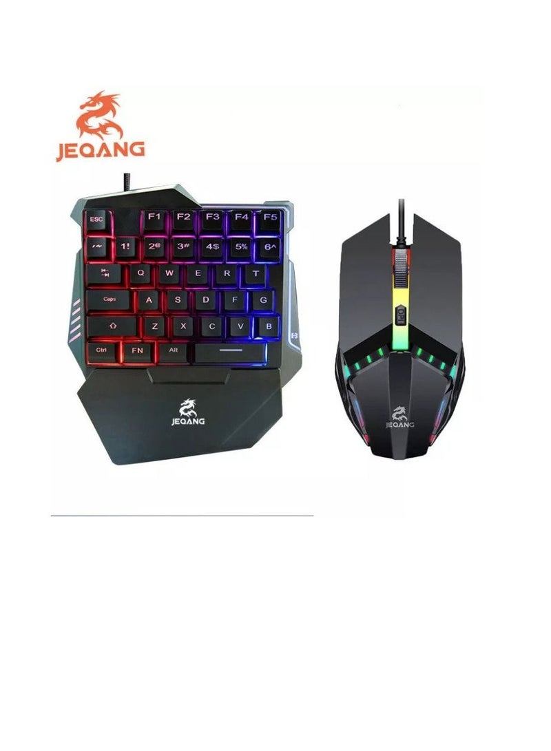 RGB One Hand Mechanical Feel 35 Keys USB Wired with Wrist Rest Support Gaming Keyboard and RGB Backlit FPS Gaming