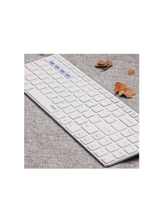 Wireless Keyboard and Mouse Combo 9300M Multimode Connection 3.0/4.0/2.4 GHz World's Ultra Slim English Arabic Keyboard and Mouse White