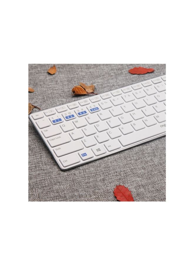 Wireless Keyboard and Mouse Combo 9300M Multimode Connection 3.0/4.0/2.4 GHz World's Ultra Slim English Arabic Keyboard and Mouse White