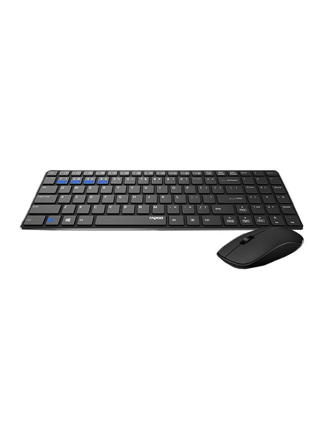 Wireless Keyboard and Mouse Combo 9300M Multimode Connection 3.0/4.0/2.4 GHz World's Ultra Slim English Arabic Keyboard and Mouse Black