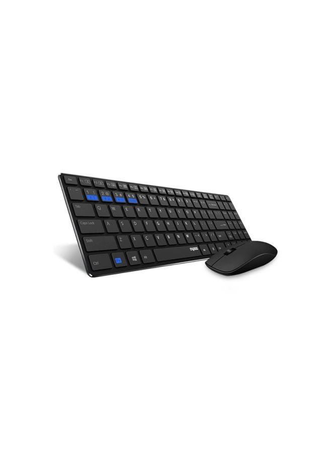 Wireless Keyboard and Mouse Combo 9300M Multimode Connection 3.0/4.0/2.4 GHz World's Ultra Slim English Arabic Keyboard and Mouse Black