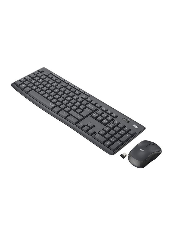 MK295 Silent Wireless Keyboard and Mouse Combo, 10m Wifi Range, 2.4GHz Wireless, Nano USB Receiver, Silent Touch Technology,English-Arabic Layout Black