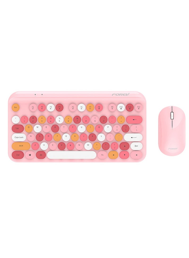 Wireless Bluetooth Keyboard, Cute Mini Compact Keyboard, Wireless Connection, Typewriter ABS Retro Round Keycaps, Matte Panel, Ergonomic Design, Suitable for PC Laptop Pink