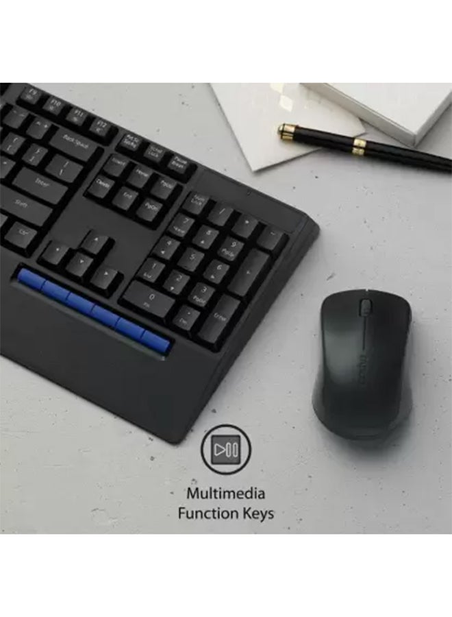 X1960 Wireless Optical Mouse & Keyboard Spill Resistance Multimedia Hotkeys 1000DPI Black