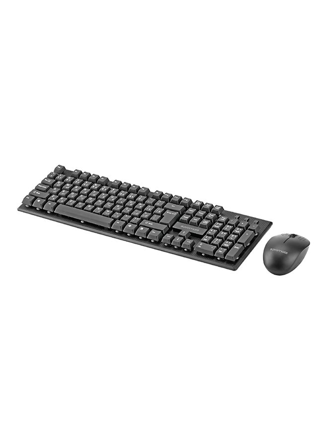 Keyboard and Mouse Combo, Super-Slim Typewriter Styled 2.4Ghz Wireless Full-Sized Keyboard and Mouse Combo with Silent Keys and Auto Sleep for PC, Windows, Mac iOS, Laptops - English/Arabic Black