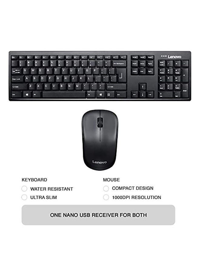 Wireless Keyboard Mouse Combo Black