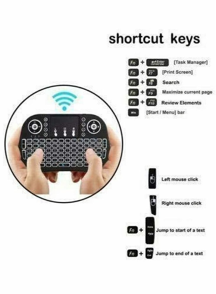 Wireless Mini Keyboard Remote Control Touchpad Mouse Combo Controller with RGB Backlit for Smart TV Android TV Box PC IPTTV 2.4GHz