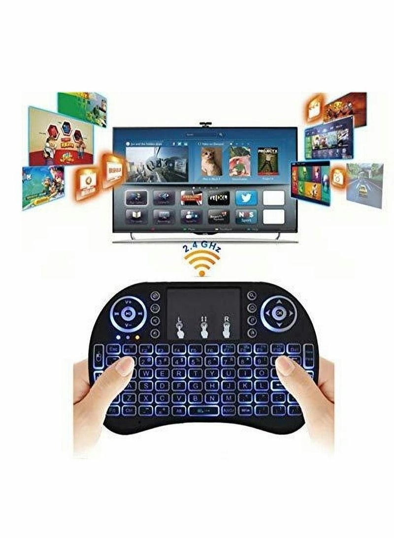 Wireless Mini Keyboard Remote Control Touchpad Mouse Combo Controller with RGB Backlit for Smart TV Android TV Box PC IPTTV 2.4GHz