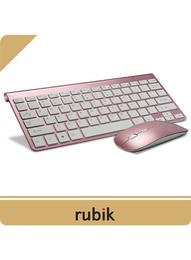 Portable Wireless Keyboard With Mouse Rose Gold