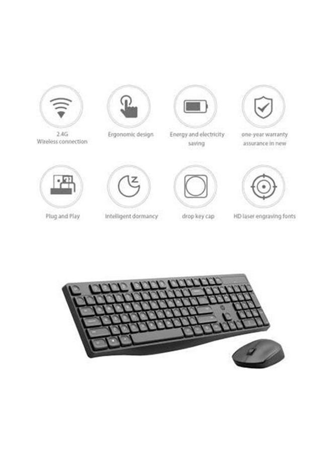 CS10 Wireless Keyboard & Mouse Combo, Ergonomic Design and Silent Typing Keys, Black