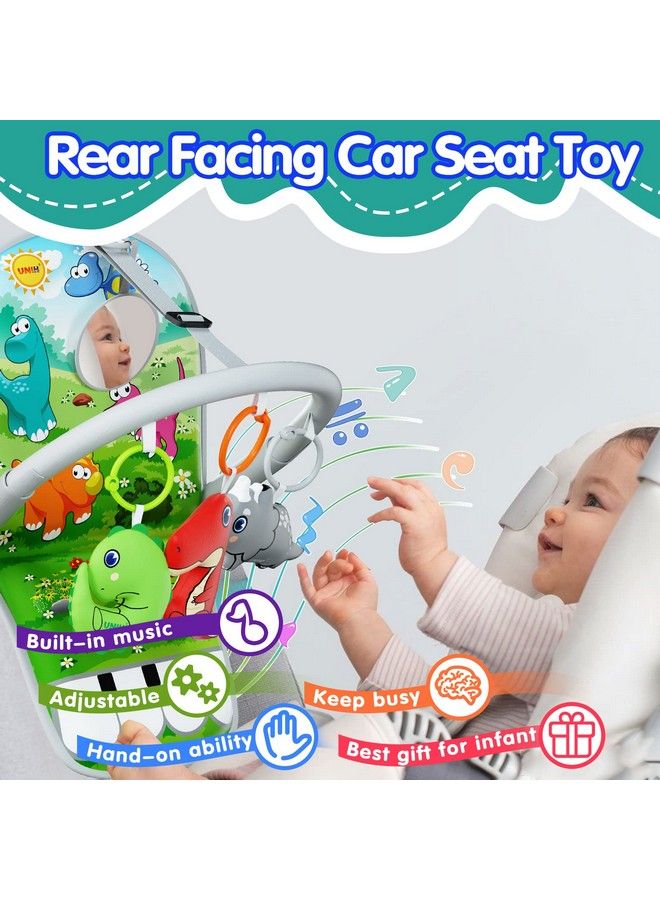 Car Seat Toys For Baby Infant 6 Months And Up Pedal Piano Adjustable Carseat Toys With Music Baby Mirror And Hanging Squeaky Sensory Soft Baby Toys 6 To 12 Months