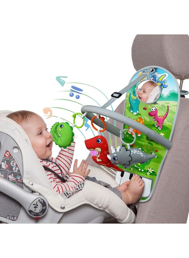 Car Seat Toys For Baby Infant 6 Months And Up Pedal Piano Adjustable Carseat Toys With Music Baby Mirror And Hanging Squeaky Sensory Soft Baby Toys 6 To 12 Months