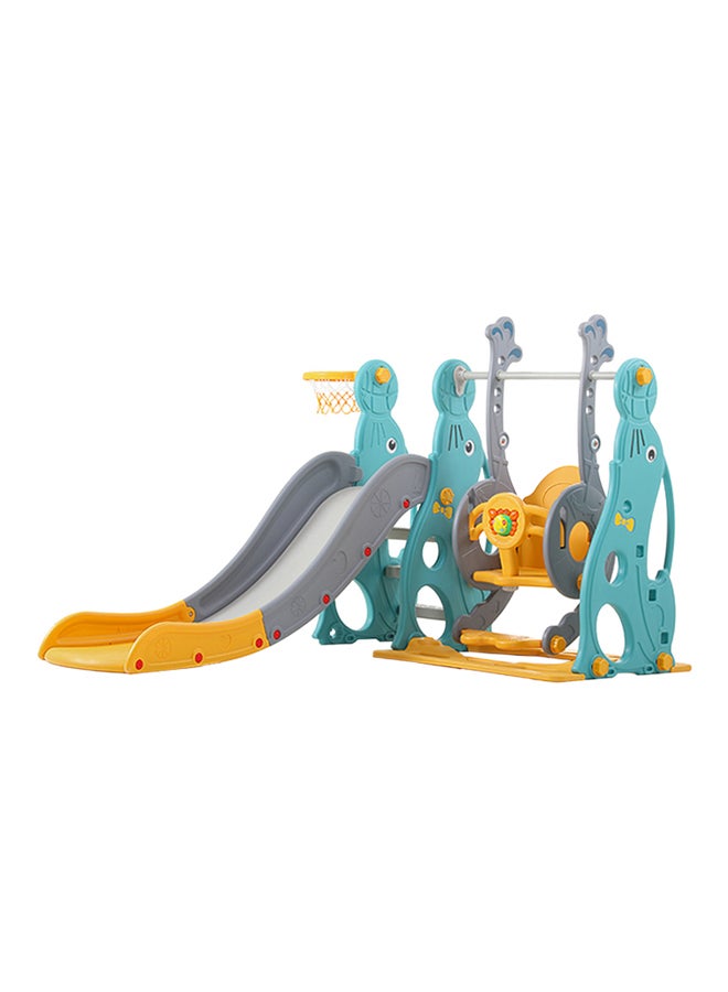 3-In-1 Indoor Swing And Slide Set With Basketball Hoop 180x155x118cm